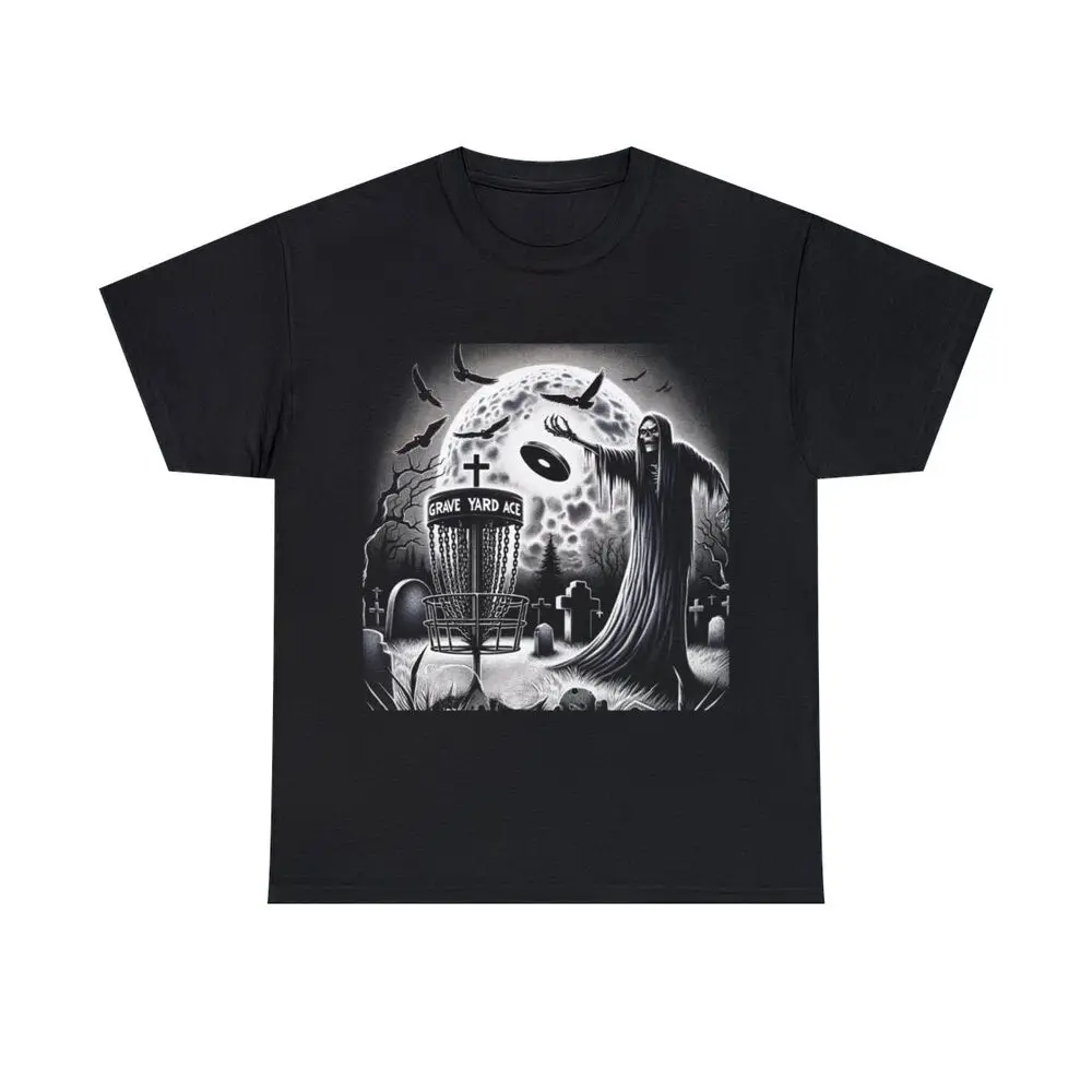 Retro Style Disc Golf Graphic Graveyard Grim Reaper Metal Anime Graphic T-shirts Y2K Tops Unisex Summer