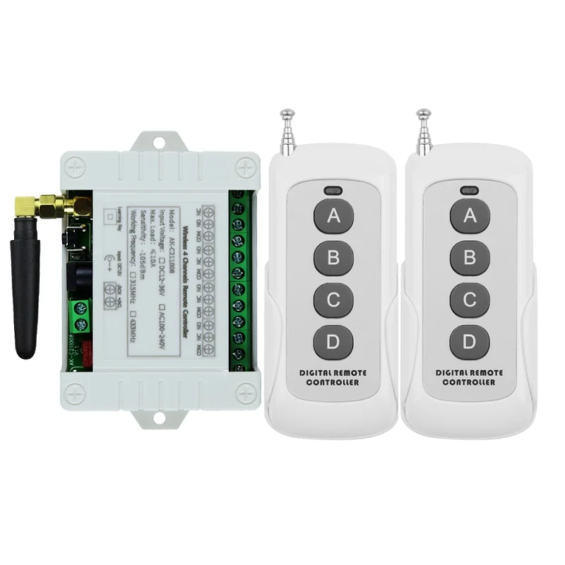 500M DC 12V Multifunction Receiver 10A Relay 433MHz 4CH Wireless Remote Control Switch 6 Way Work 24V 36V Receiver Transmitters