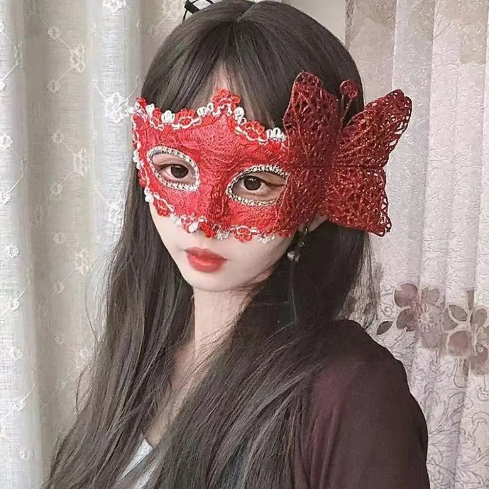 New Fashion Masquerade Mask Side Butterfly Sexy Lace Mardi Gras Mask Party Makeup Ball Half Face Eye Mask