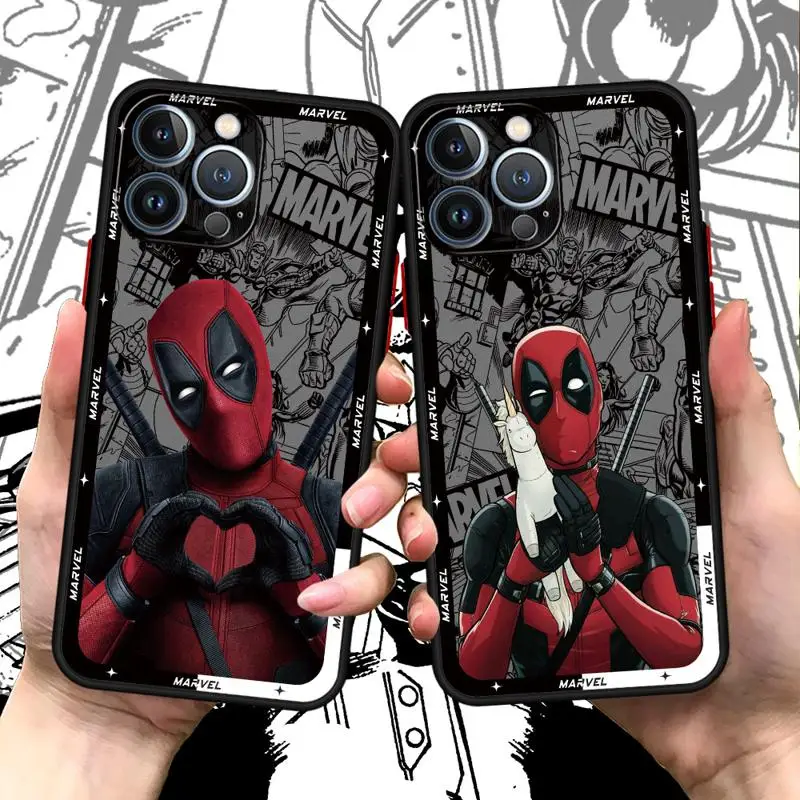 Marvel Deadpool Cover Phone Case for iPhone 15 Pro Max 14 Plus 12 13 11 Pro Max SE 7 8 14 Pro XR XS X 15Pro 12 Mini Clear Matte