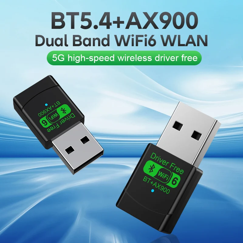 AX900 WiFi 6 pilote gratuit carte réseau sans fil Bluetooth5.4 2-en-1 adaptateur ordinateur USB récepteur émetteur 2.4G/5GHz double bande