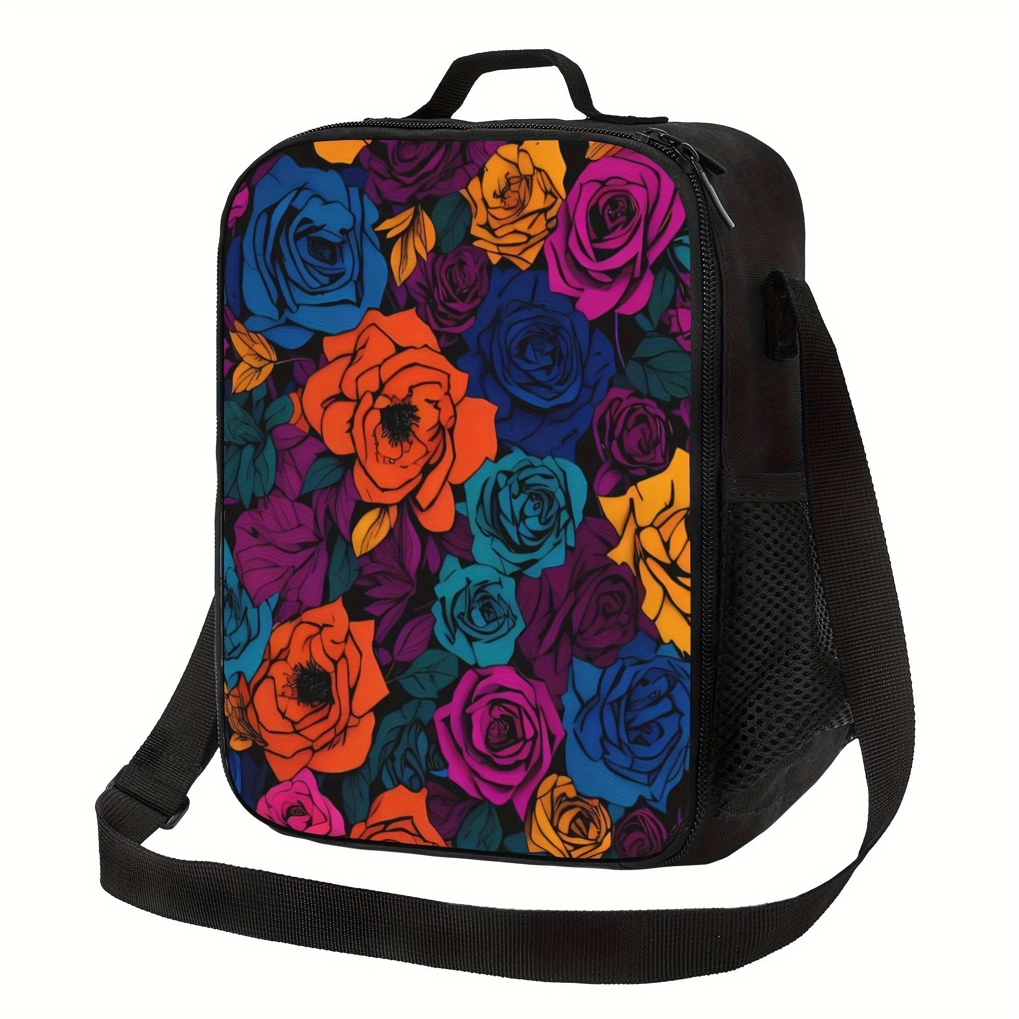 

1pc Flowers Portable Reusable Cooler Bag, Thermal Bag, Insulated Lunch Bag, For Camping Picnic Beach Essentials