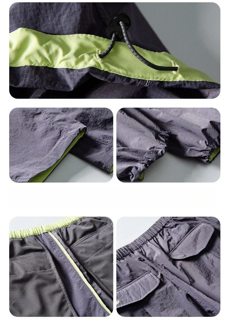 Unisex Outdoor Wasserdichte Cargohose - Schnell Trocknende Weite Techwear-Hose | Windbreaker-Wanderhose mit Doppelfunktion – Detail 9