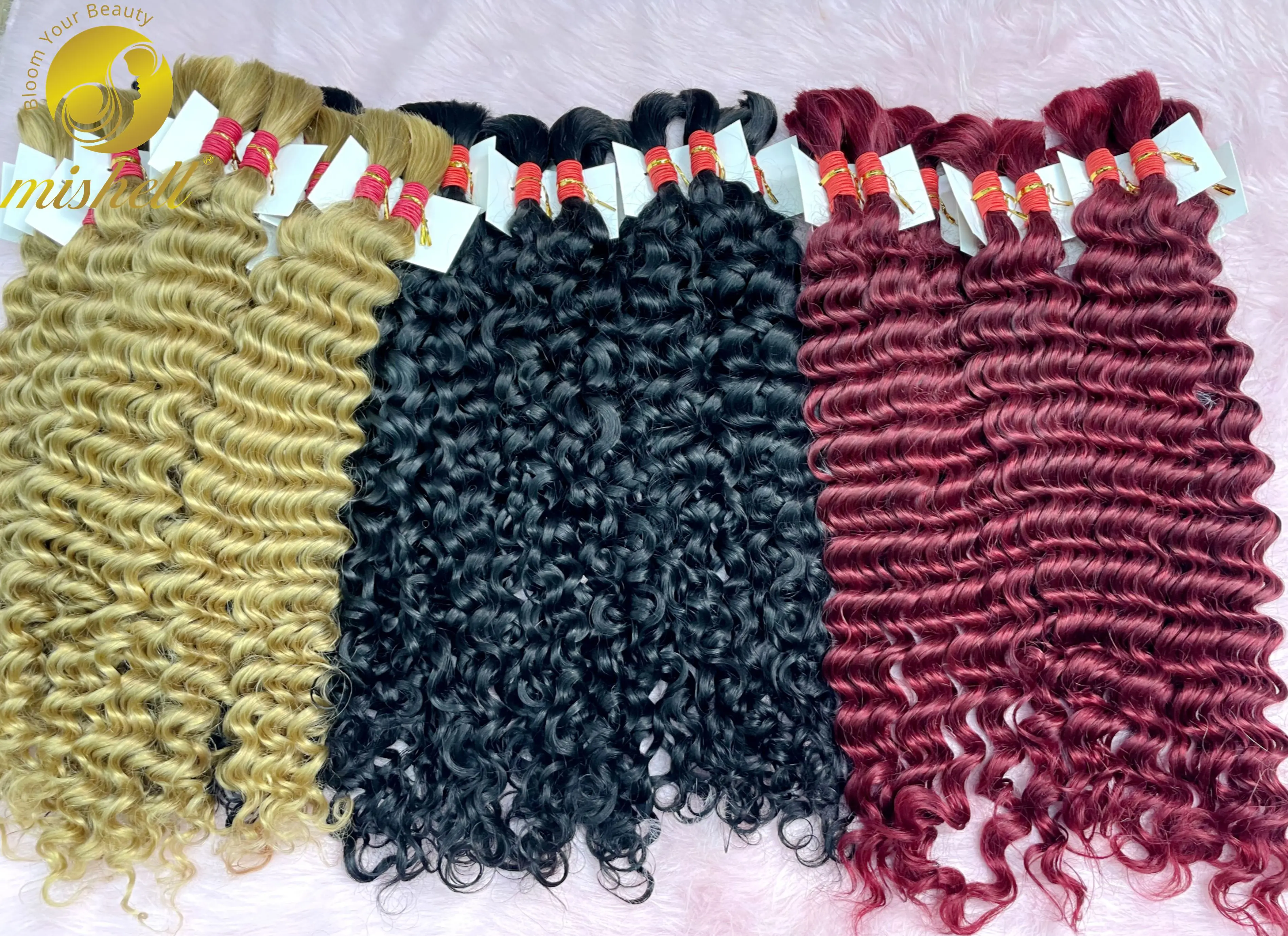 26 28Inch Colorful Deep Wave Boho Braids Human Hair Bulk for Women No Weft for Braiding 12A 100% Human Virgin Hair Extensions