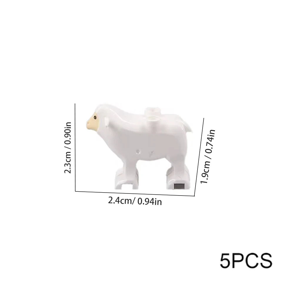 5pcs Building Blocks Animal Sheep MOC Farm Pasture Goat Grassland Scene Accessories Building Blocks Model DIY Educational Toys