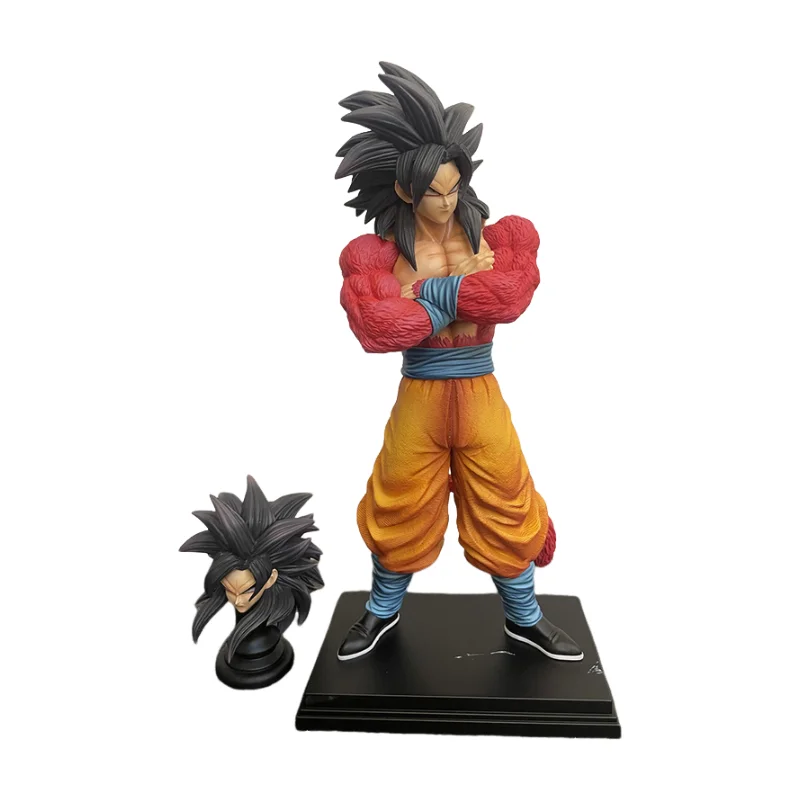 34cm Dragon Ball Goku Super Saiyan 4 Standing Position Anime Figure Model Gk Statue Collection Desktop Decoration Ornament Toys