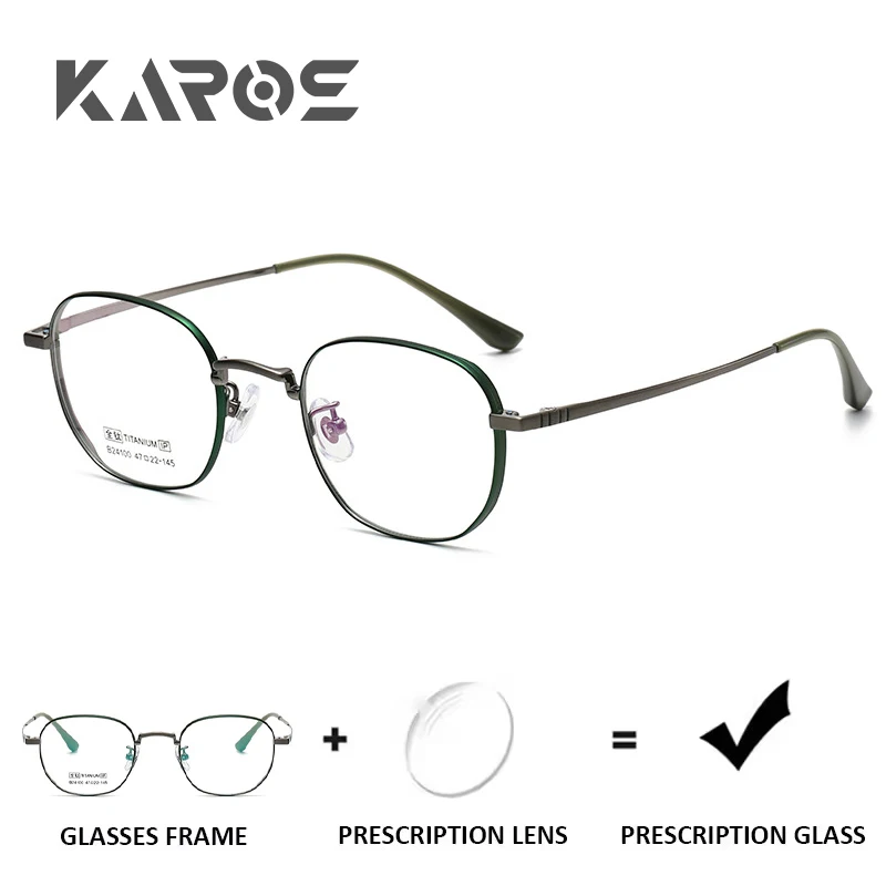 

KAROS Full Titanium Round Frame Prescription Glasses Korean Style Anti Blue Light Photochromic