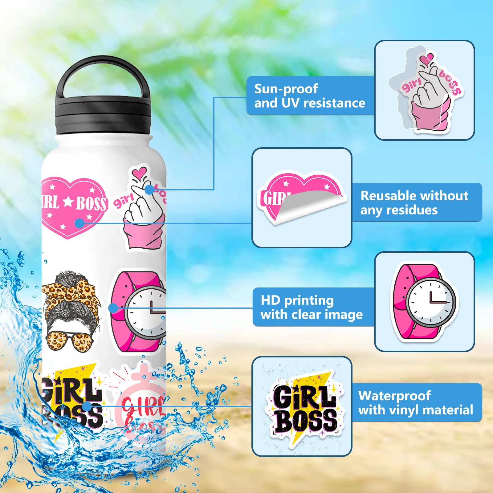 50pcs Cute Girl Boss Stickers - Phone Cases Quotes ulasan dan harga