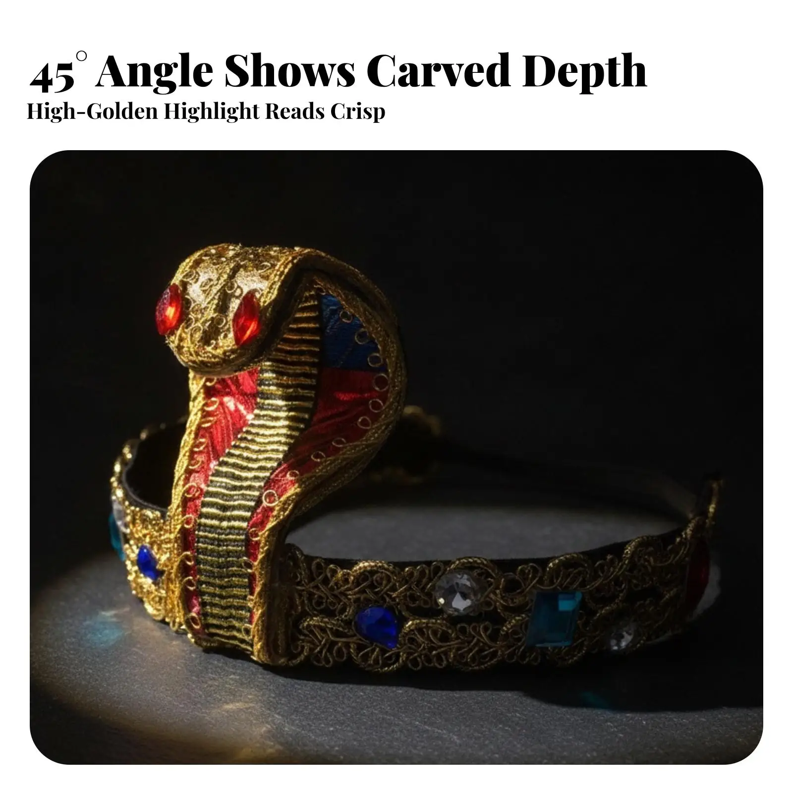 Egyptian Queen Snake Headpiece Gold Cleopatra Crown Headband Halloween Cosplay Accessory for Women Party Headwear