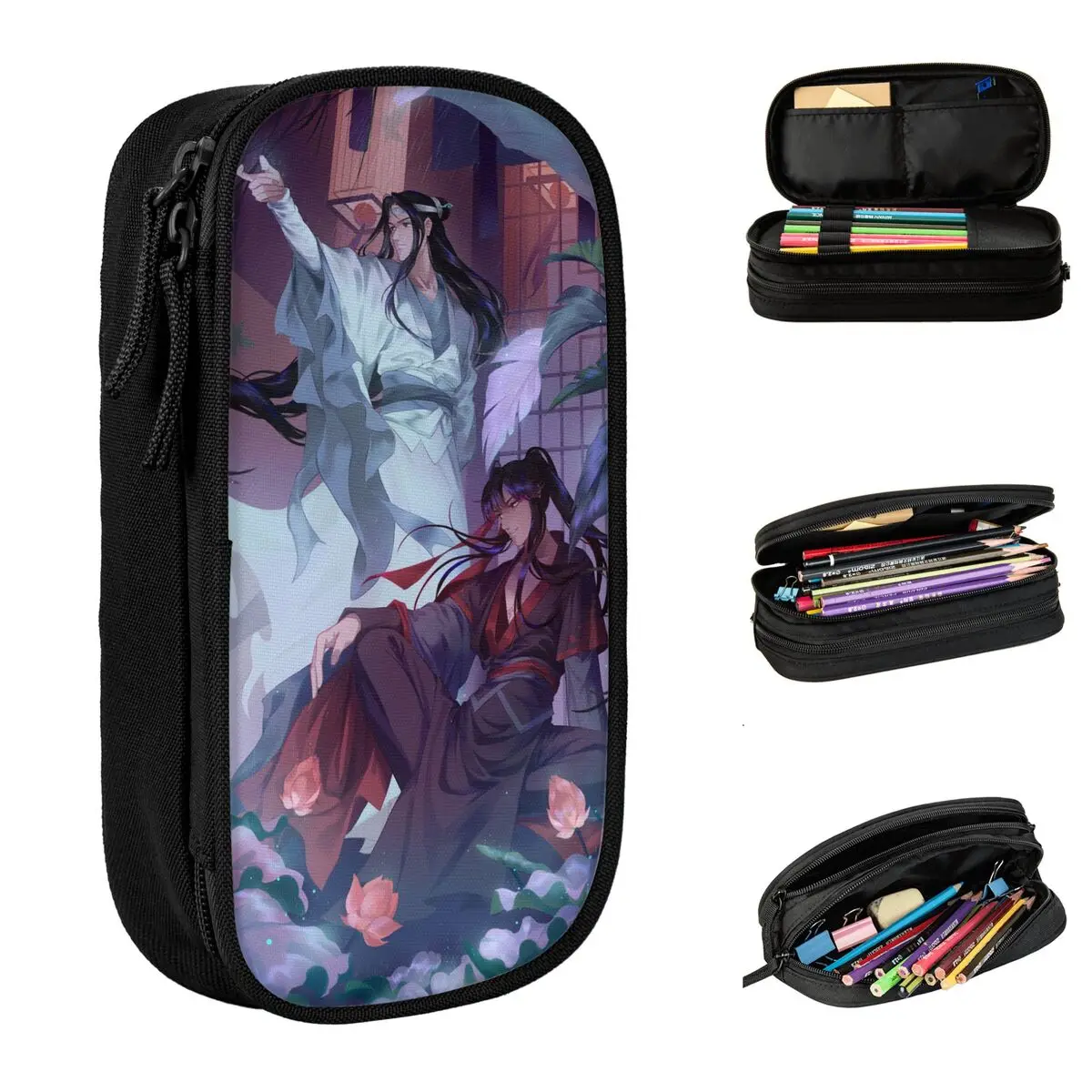 anime the untamed lapis cases lan zhan wei wuxian porta caneta bolsas para estudante grande armazenamento material escolar presente 01