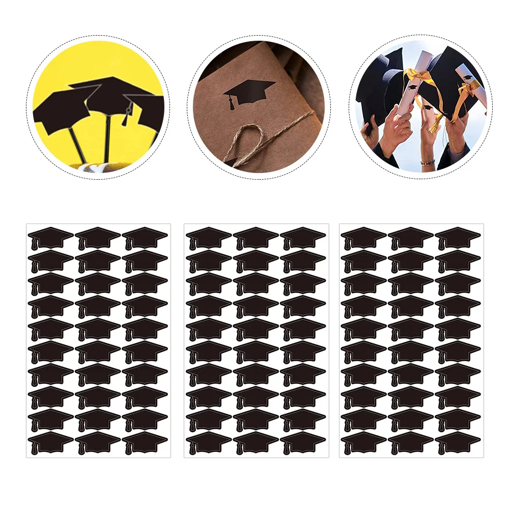 

6 Sheets Graduation Themed Stickers Doctoral Hat Design Sealing Labels for Gift Boxes Envelopes Party Decor Graduation Decals