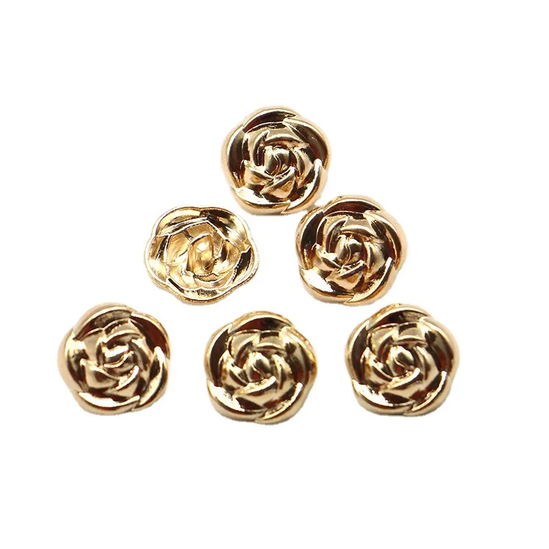 10szt Vintage Metal Rose Flower Buttons Szycie Koszule Swetry Płaszcze Trzonek Guzik DIY Ręcznie robione Akcesoria 10/15/18/20mm