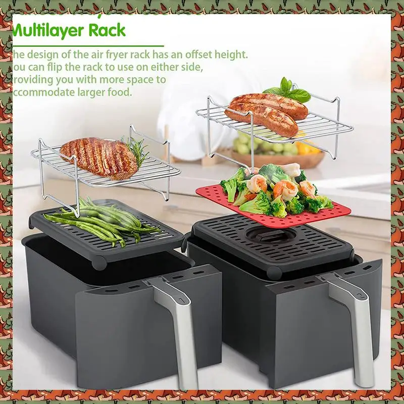 

ABLQ 4X Air Fryer Rack For Double Basket Air Fryers, Dehydrator Rack For Ninja Foodi DZ201 DZ401 Air Fryer Accessories