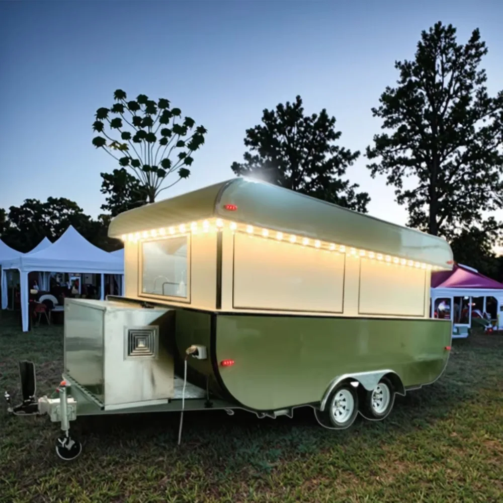Mobile Concession Food Truck Trailer Ice Cream Kiosk Coffee Snack Shop Fully Equipped BBQ Restaurant Mobile Kitchen Food Cart