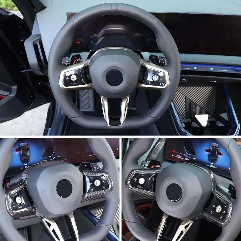 

Suetlcoity For BMW X3 G45 25-26 Real Carbon Fiber Car Steering Wheel Button Cover Trim Interior Car Accessories(Sports Version)