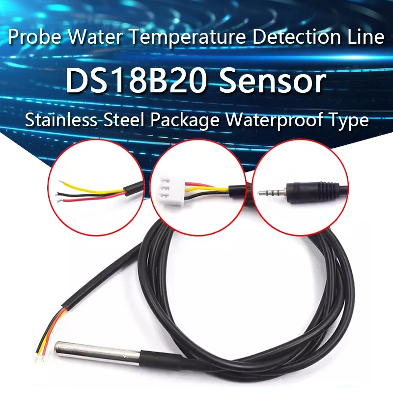 DS18B20 Digital Temperature Sensor Probe Water Temperature Detection Line Stainless Steel Package Waterproof Type DS18B20