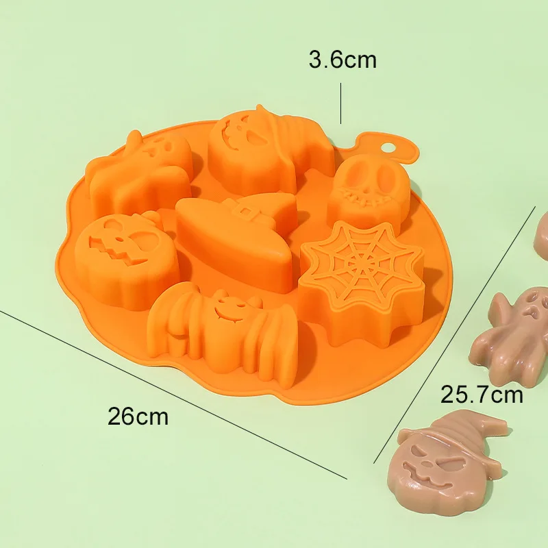 6-hole Halloween silicone cake mold Ghost doll pumpkin baking mold DIY creative cookies images - 6