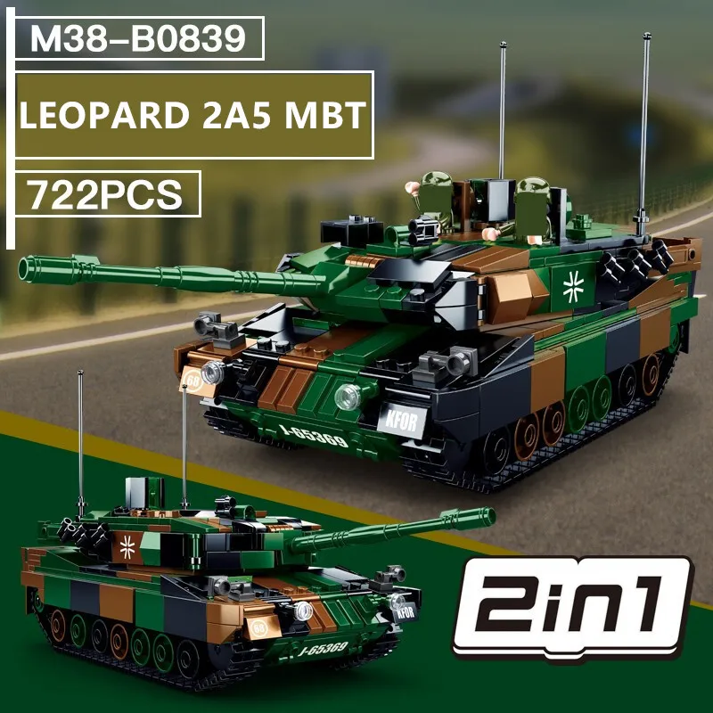 Military Challenger Leopard Panther Heavy Main Battle Tank Soldier Building Blocks Plastic constructor Model Bricks Army Toys