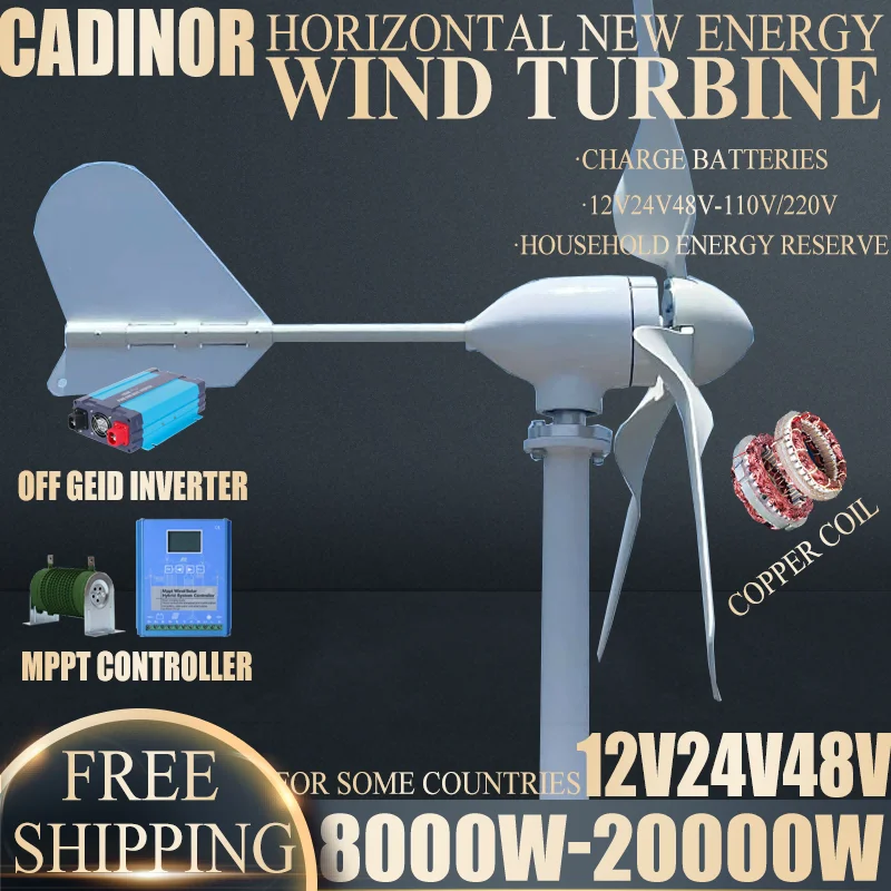 8000W-20000W Wind Turbine Generator Windmill 12v 24v 48v Home Appliance Camping Free Energy Power Generator With MPPT Controller