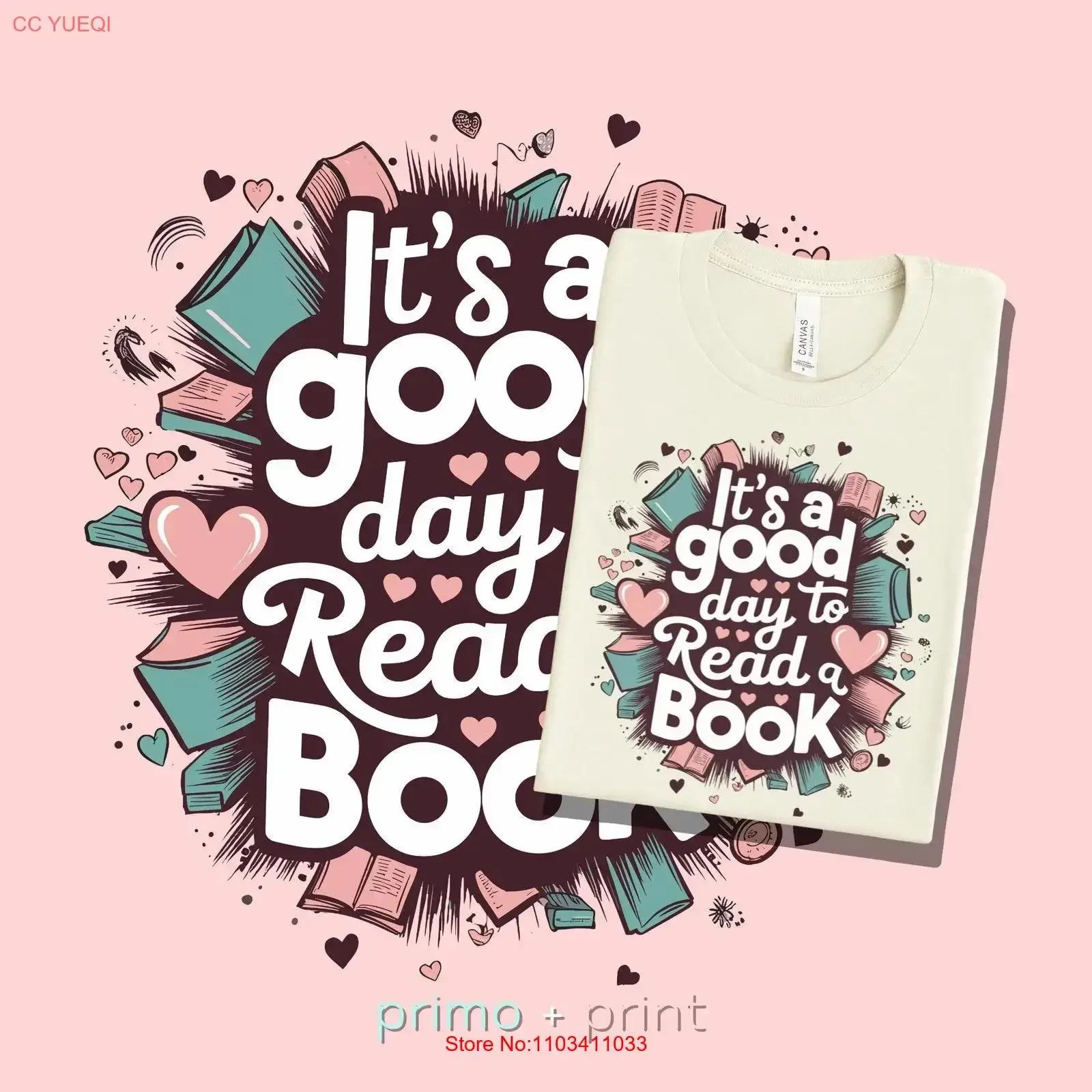 Los fanáticos de los libros deben tener la camisa 'Es un buen día para leer Libro' Diseño pastel vintage Lavado Casual Transpirable Moda Elegante