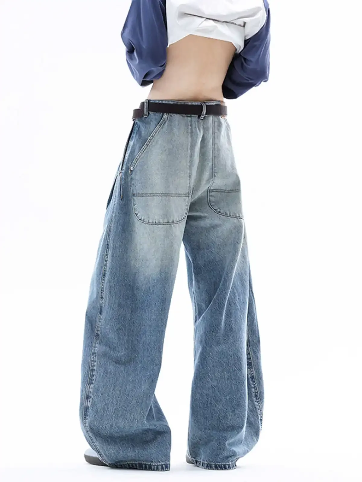 المرأة الأزرق Y2k الجينز اليابانية 2000s نمط عازمة سكين جان السراويل 90s خمر Harajuku في سن المراهقة فضفاض سراويل جينز الملابس 2025