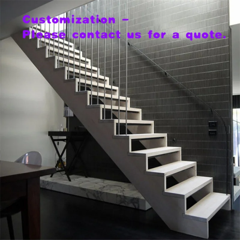 custom.Most Favorable Straight Staircase Single Beam Practical Design Wooden Outdoor Stair  Oak Stairs