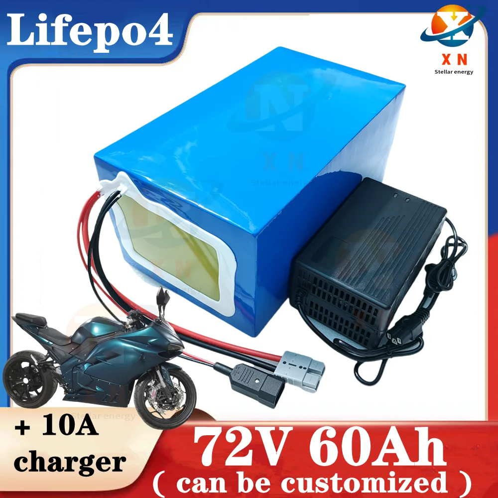 lithium 72V 60Ah lifepo4 battery pack BMS 24S 76.8V deep cycle 170*265*340mm for 5000W 3500W bike scooter Motorcycle