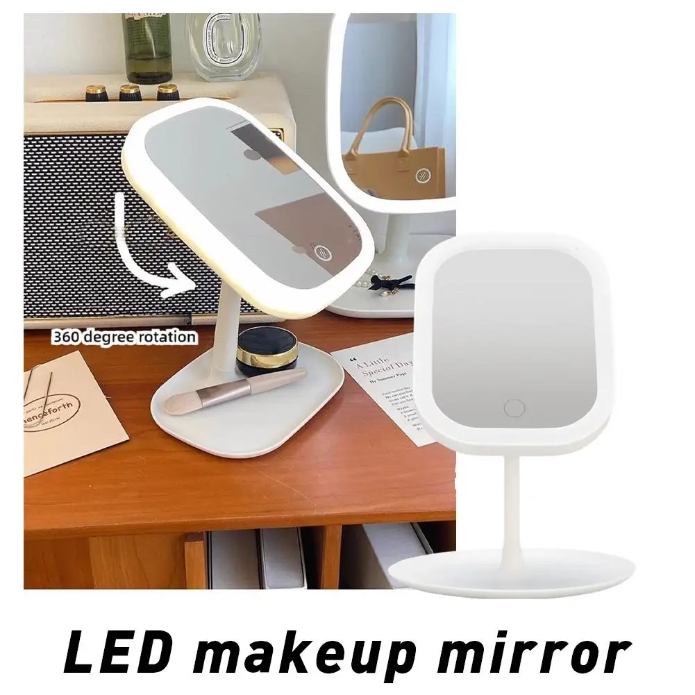 LED Makeup Mirror Tri Colored Light Desktop Fill Light Small Mirror With Lights For Student Dormitory Home Dresser Makeup M C4S7