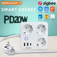 BORUIDAPLS ZigBee EU Smart Power Strip PD20W Type-C Tuya EWeLink Remote|Voice With Multiple Open Source Platforms Smart Socket