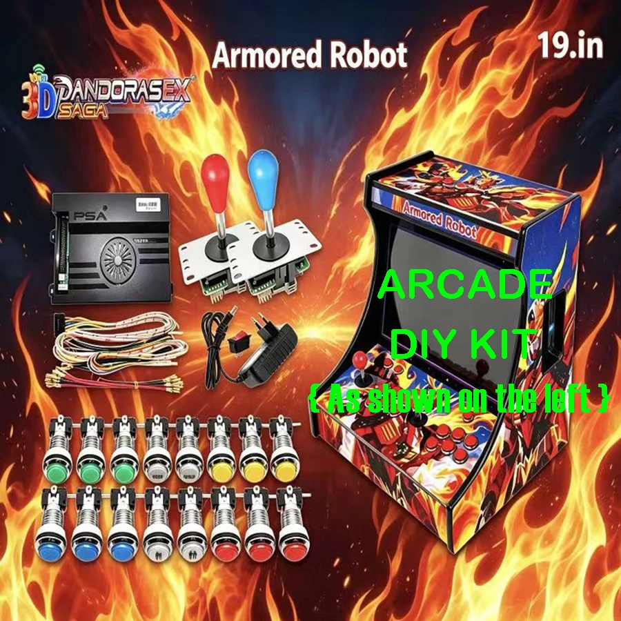 3D Pandora Saga EX Box 10888 In 1 Wifi Console DIY Kit, for 2 Playes Arcade Game Cabinet, 8 Way Joystick LED Push Button