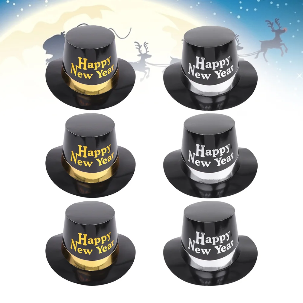 

6Pcs New Year Hats Creative Letter Design Paper Hats Party Favors Exquisite Wear for All Kinds of Activities and Events