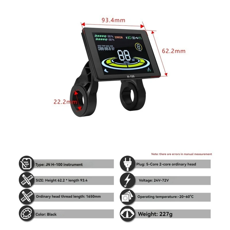 H-100 E-Bike Display Meter 40A 36V/48V/52V Sine Wave Controller Kit Scooter E-Bike Modification Accessories