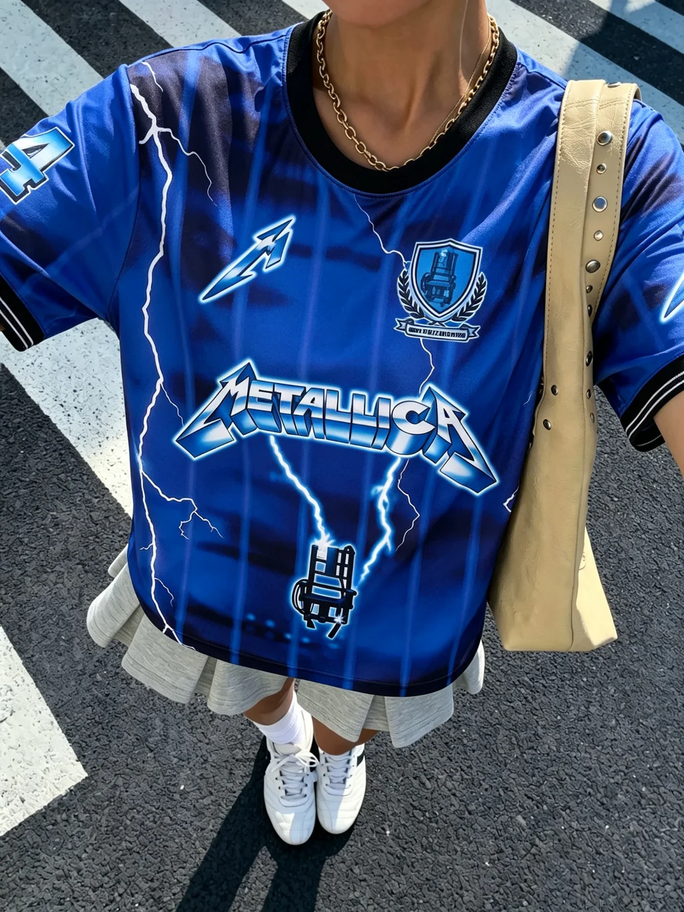 Metal Y2K Jersey Blue Lightning 4 Men Women Unisex Short Sleeve Plus Size Standard Size Graphic Streetwear Top