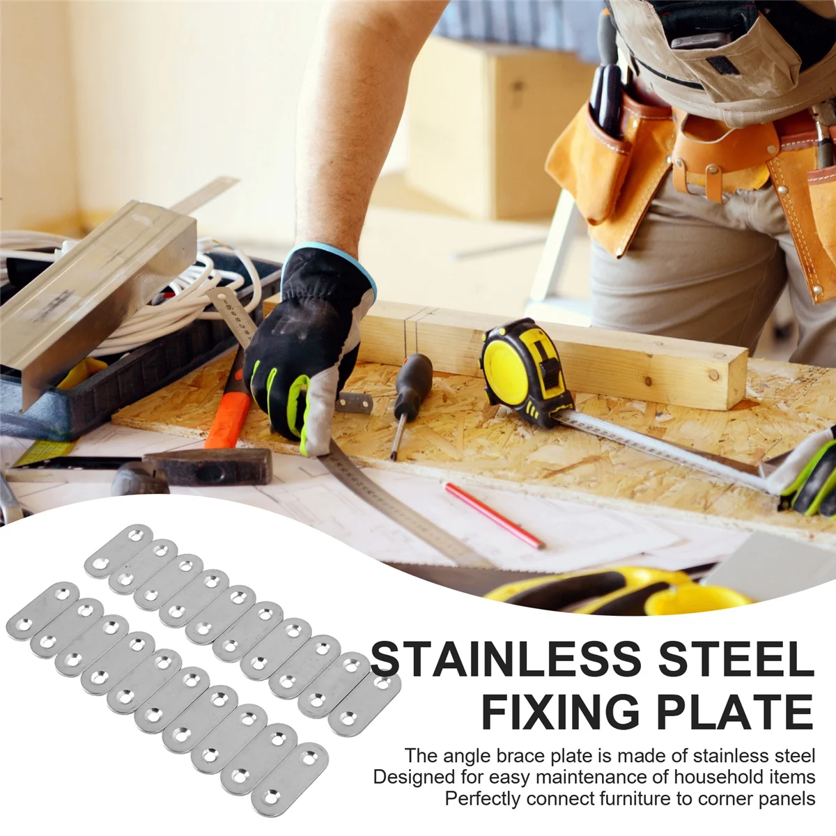 لوحات تثبيت إصلاح مستقيمة من الفولاذ المقاوم للصدأ عملية 40 مم 20 قطعة