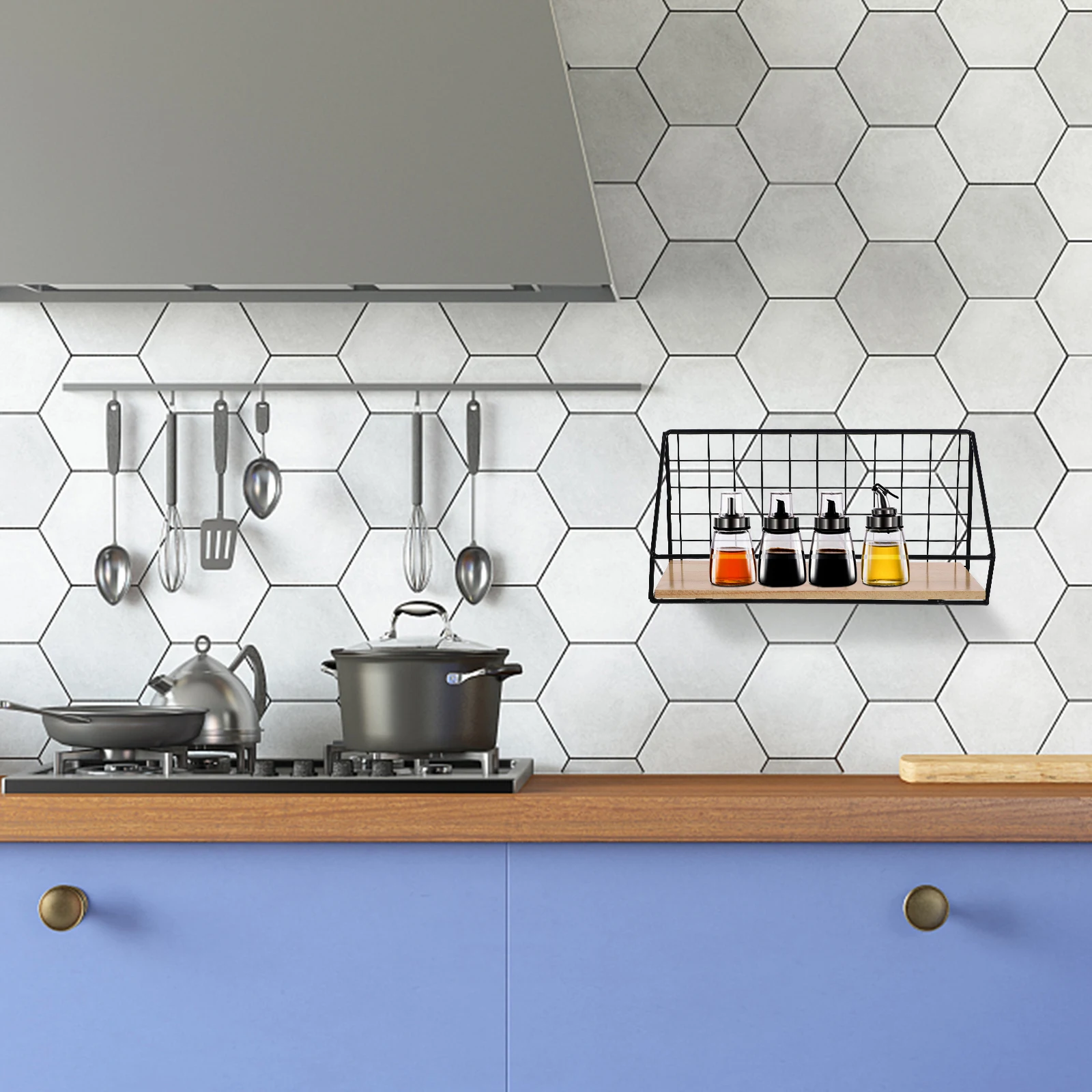 

Creative Iron Craft Wall Hanging Basket 30x11.5x15cm Black Wooden Storage Rack Books Flower Pot Organizer Kitchen Bathroom