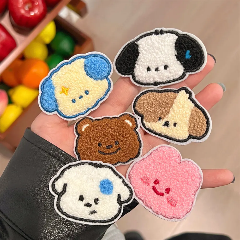 Back To School Original Cute Cartoon Animal Dog Cat Plush Embroidery Stickers Girl Heart For Clothes Bags Gloves Diy Backpack