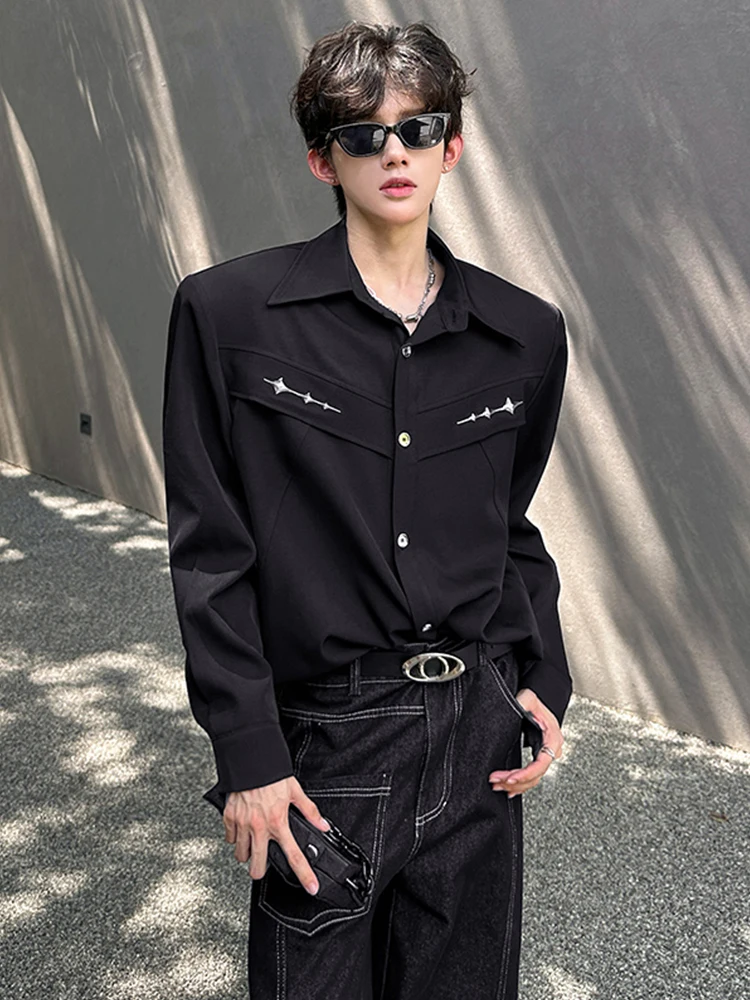 

Cleanfit Metal Structure oulder Padded Long Sve Men's irt Sli Hairdrer's Choice Autumn Outerwear Casual Loose Fit