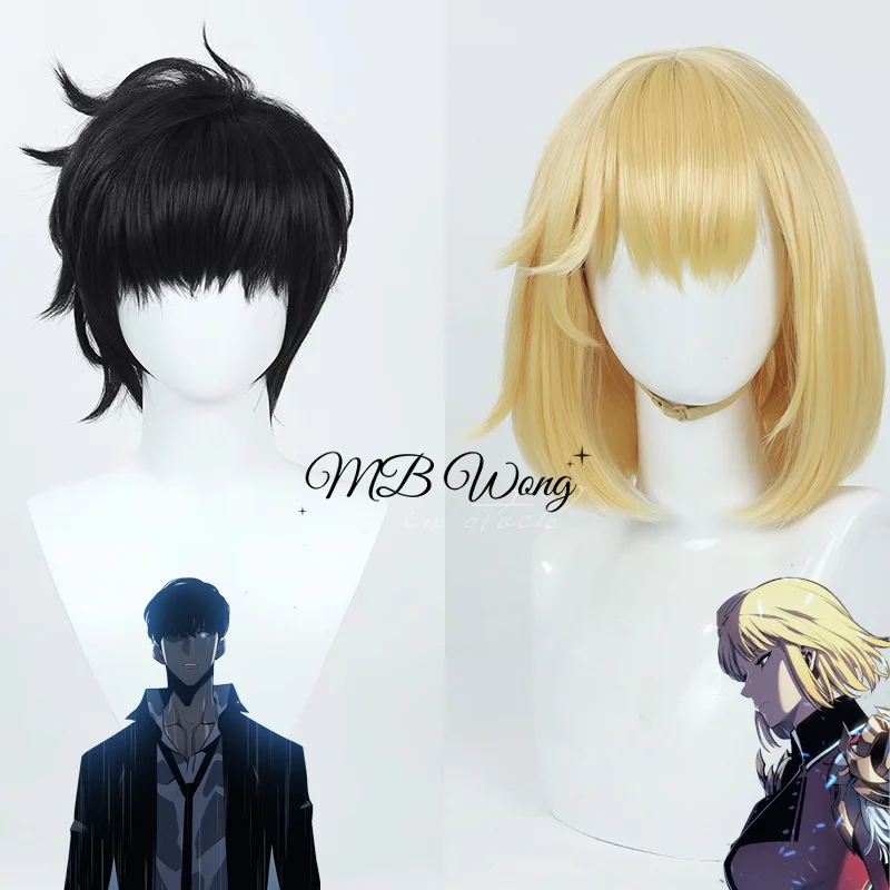 Anime Level Sung Jinwoo Cosplay Wig Cha Hae-In Role Play Wigs Golden Hair Halloween Carnival Party Outfit Christmas Prop