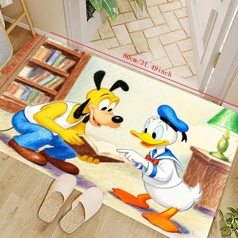 

Нескользящий напольный коврик Disney Donald Duck & Pluto Reading Story, 1 шт., коврик с персонажами мультфильмов для детской спальни, гостиной и Pla
