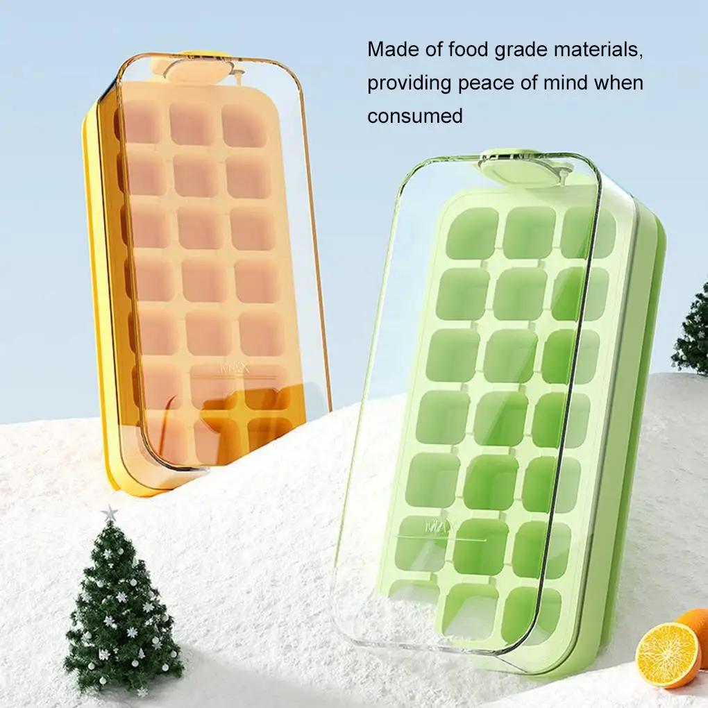 

Press Ice Cube Maker Silicone Ice Tray Making Mold with Lid Ice Cube Trays BPA Free Easy Release Freezer Creative Storage Box