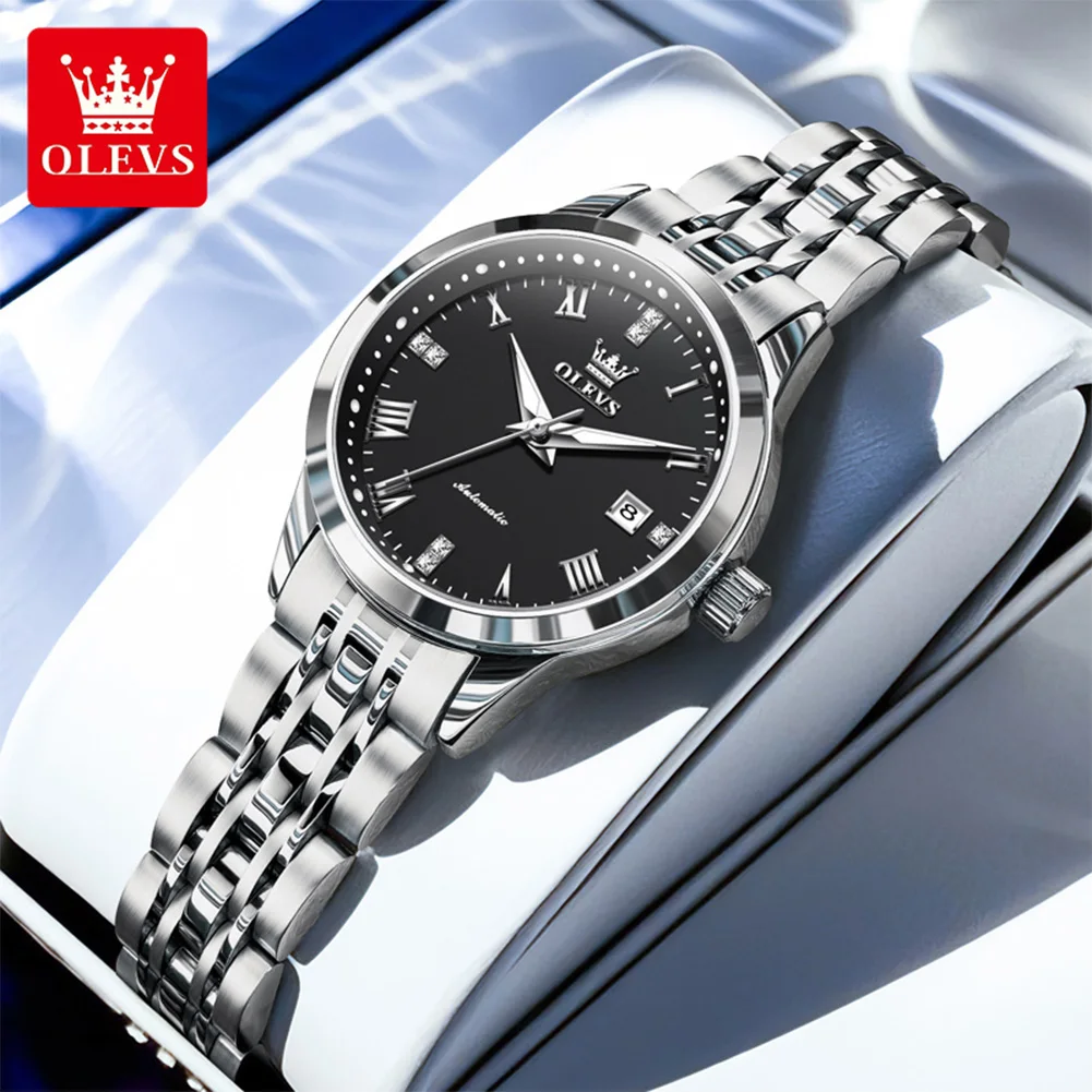 OLEVS 7062 Luxury Original Automatic Watch for Woman Date Elegant Mechanical Women's Watch Luminous Waterproof Ladies Wristwatch