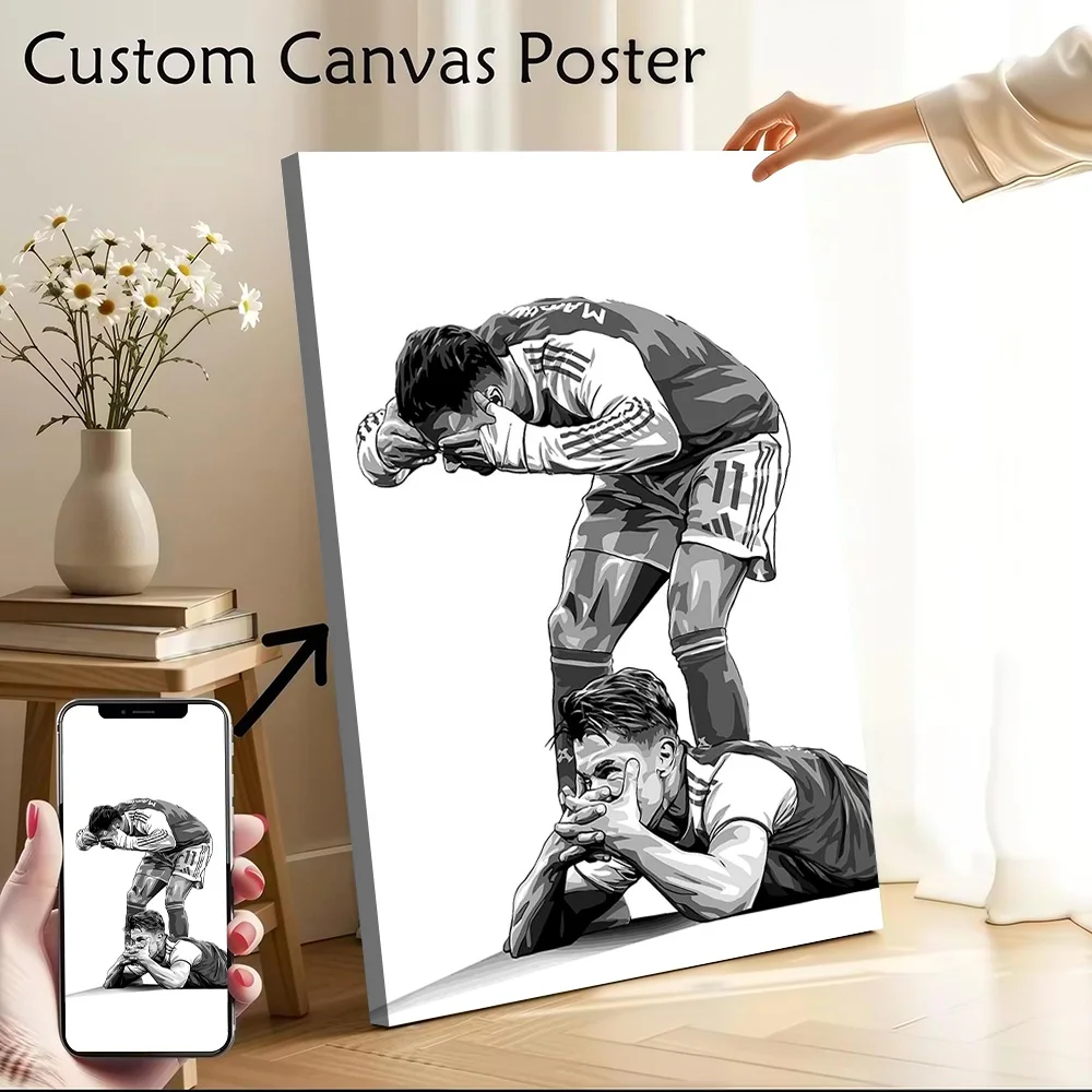 Illustration Gyokeres and Martineli in Distress Printed Canvas Poster Personalized High Quality Wall Art Paintings for Painting