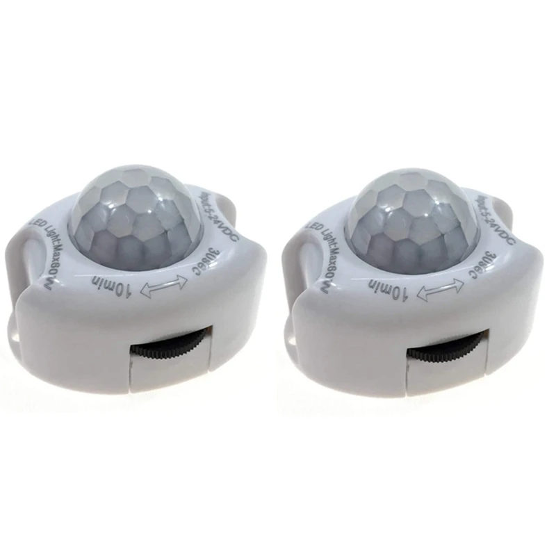 

AT41 2X PIR Infrared Motion Sensor Detector DC5-24V Auto On Off Timer Switch Home LED Light Body PIR Motion Sensor Lamp White