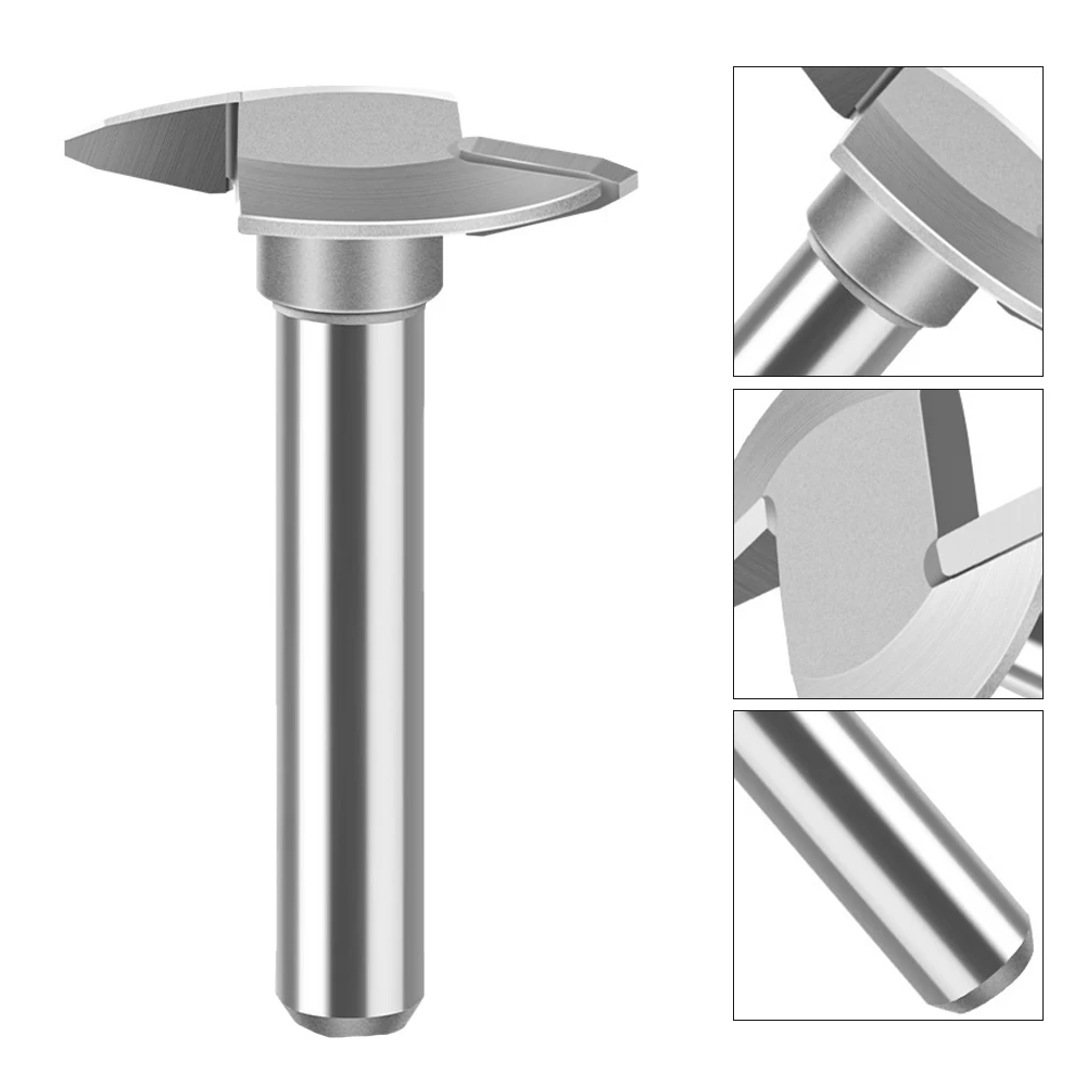 1PCS Tungsten Steel 6mm 1/4 Shank Forward Reverse Milling Cutter Oblique Tip Flat Bottom Cutter Tools