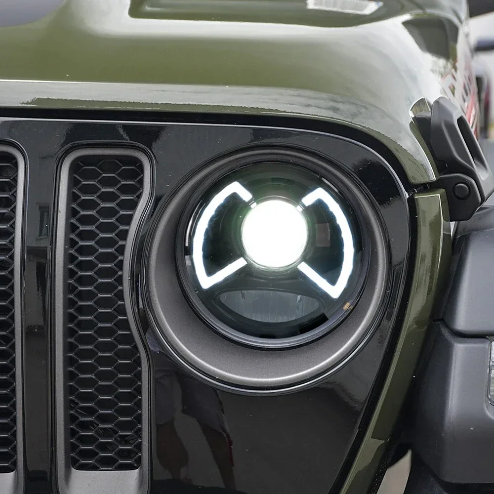 

Для Jeep Wrangler 2018-2024 автомобильные передние фонари, обновленные динамические бифокальные линзы проектора, аксессуары для инструментов, светодиодные автомобильные фары в сборе