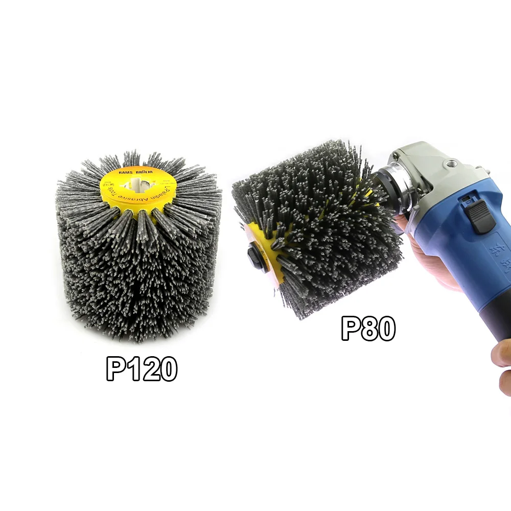 1 pcs 120*100*19mm Nylon Abrasive Wire Drum Polishing Wheel Electric Brush for Woodworking Metalworking