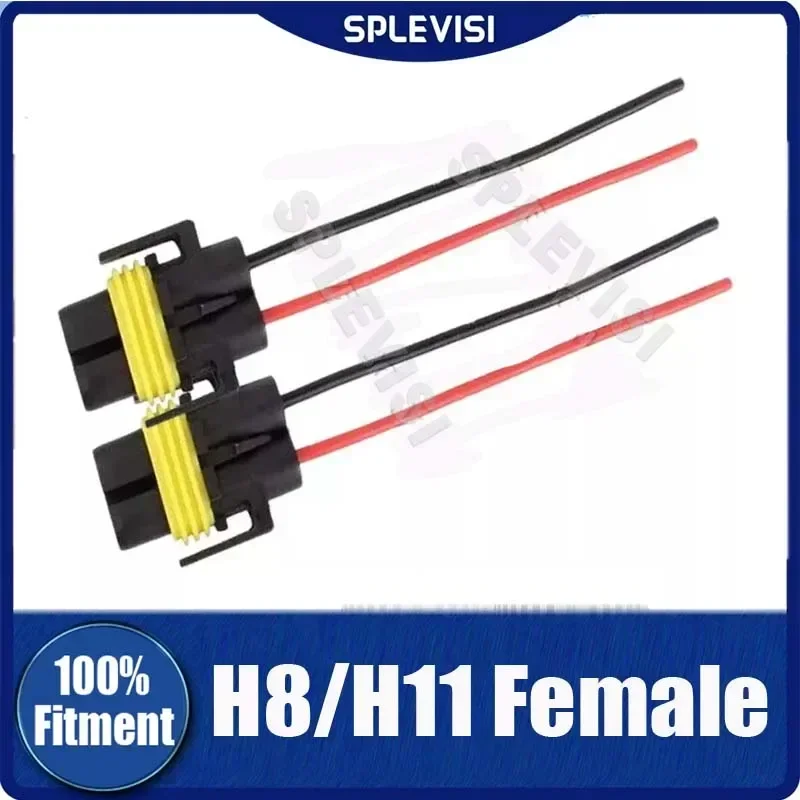 

2Pcs New H11 H8 H9 Female Adapter Socket Connector Plug Wire Pigtail Lamp Replacement Direct Headlight Fog Light DRL