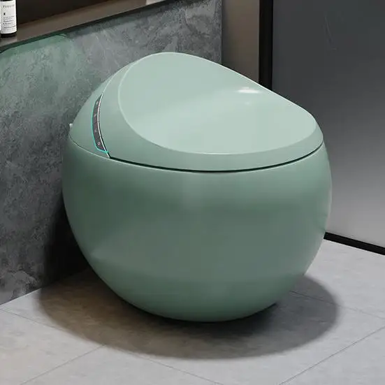 

sk- Egg-Shaped Smart Toilet Fully Automatic Pressure-Limit Sterilization Foam Shield Remote Control S-trap Heated Seat#