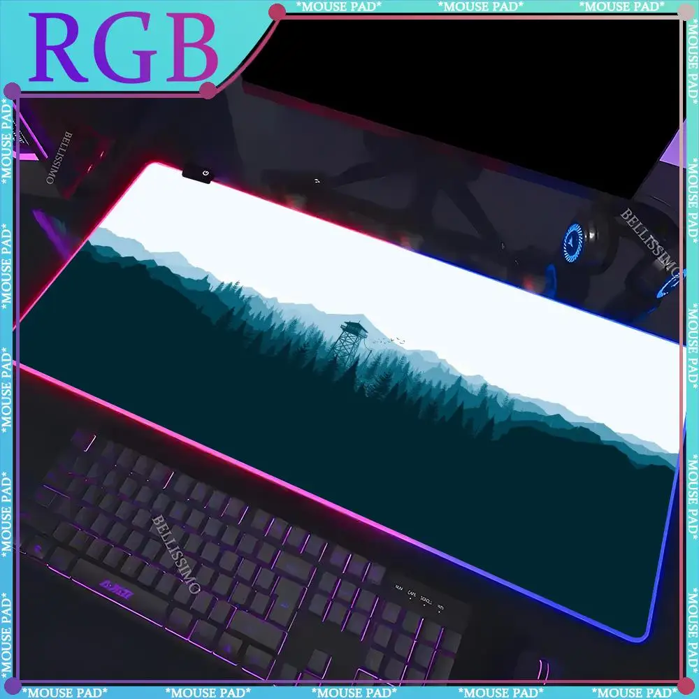 Gaming Non-Slip Mouse Pad RGB Deep Forest Firewatch LED Mousepad PC Gamer Computer Luminous Light 900x400 Large Keyboard Deskmat