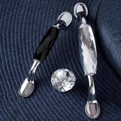 1 PC Transparent Crystal Furniture Knobs and Handles Zinc Alloy Cabinet Handle Drawer Dresser Pulls Black Door Knob Hardware
